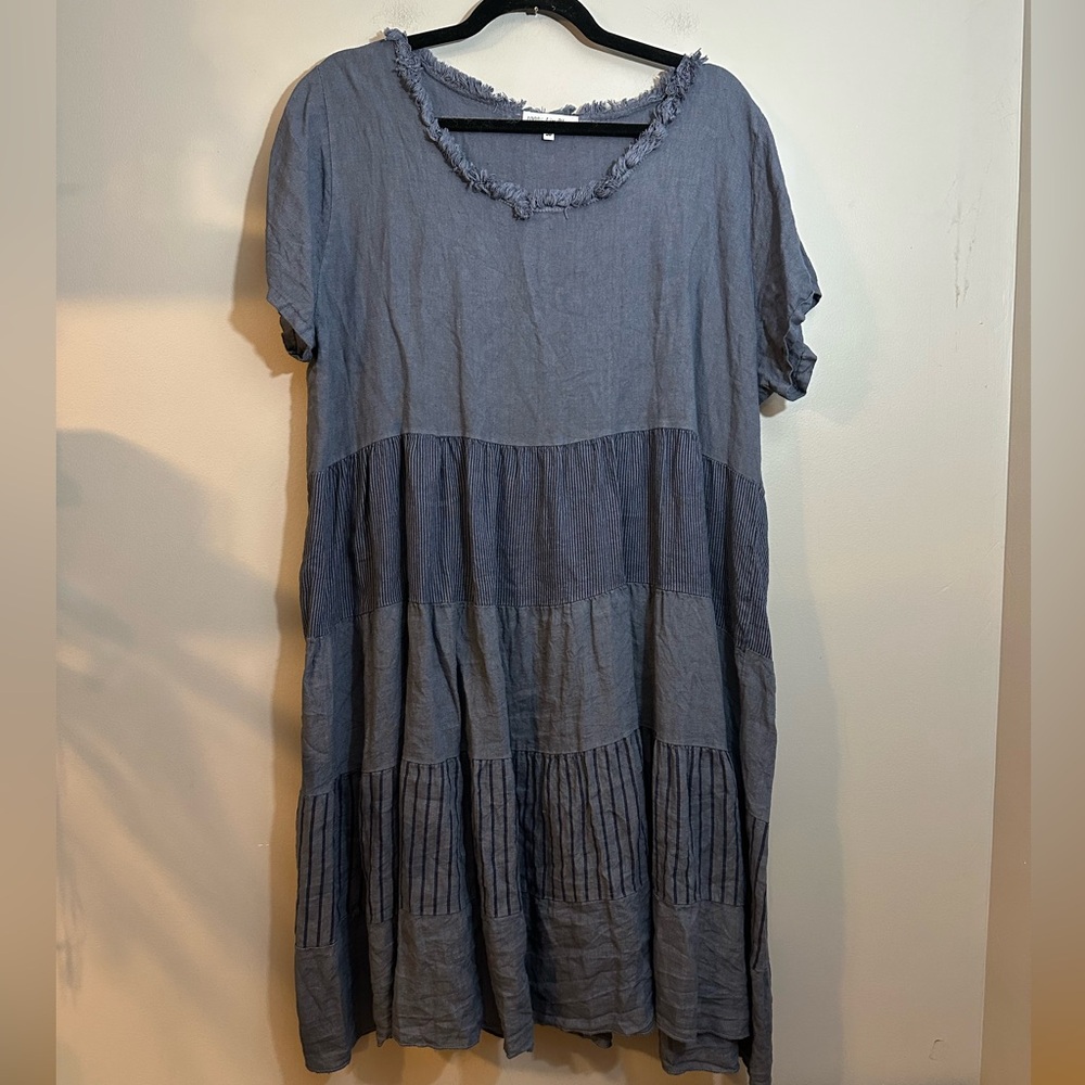 Women's Tiered Midi Dress in Blue